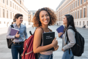 Menina aprendendo com estudar e trabalhar fora