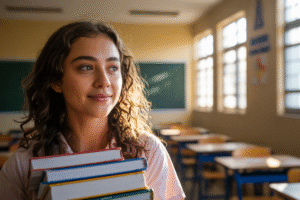 Faculdade Fora é Possível - Menina celebrando a conquista em estudar fora